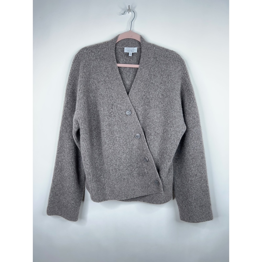 & Other Stories Sweater Relaxed Asymmetrical Knit Cardigan Brown Wool Tan Small